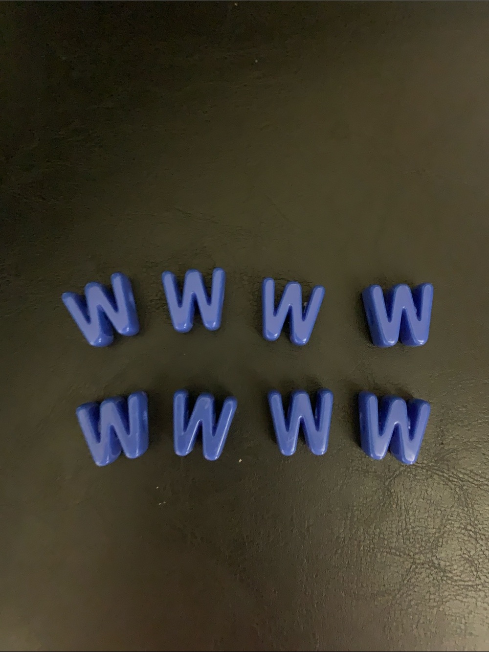 Blue Letter "W" Plastic Craft Beads - Set of 8